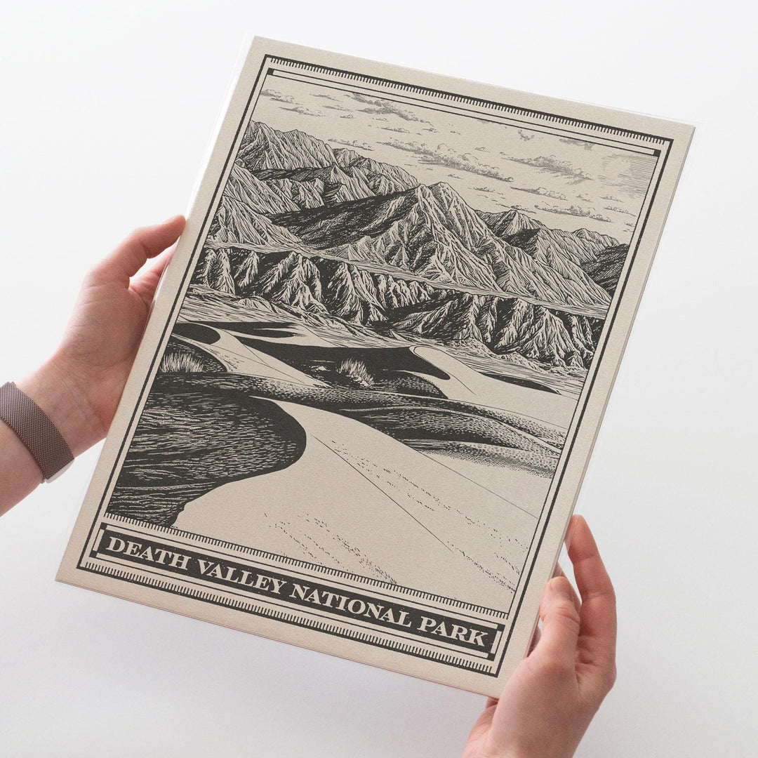 Death Valley National Park Lithograph Style Print - Vintage California Nevada archival matte fine art print Titus Canyon Badwater Basin Gift