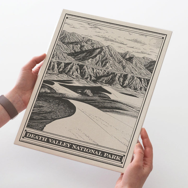 Death Valley National Park Lithograph Style Print - Vintage California Nevada archival matte fine art print Titus Canyon Badwater Basin Gift