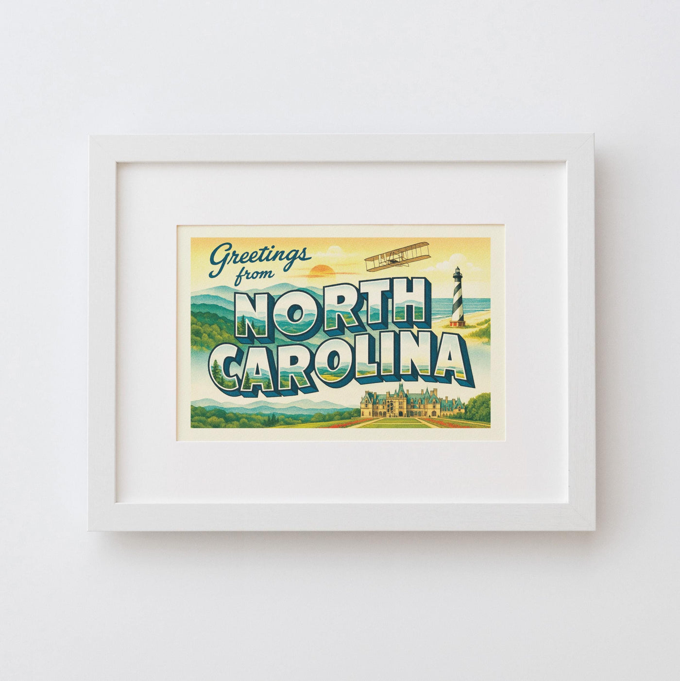 North Carolina Postcard Art Print