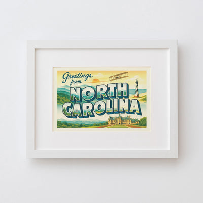 North Carolina Postcard Art Print