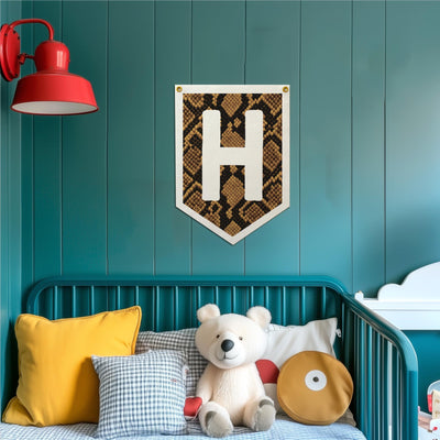 Custom Animal Print Letter Felt Camp Flag