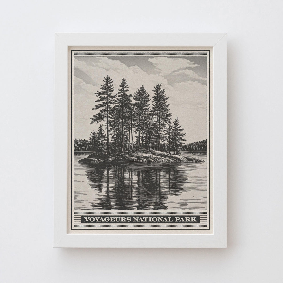 Voyageurs National Park Lithograph Style Print - Vintage Minnesota archival matte fine art print Gift. Rainy, Kabetogama &amp; Namakan lakes