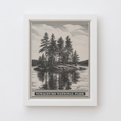 Voyageurs National Park Lithograph Style Print - Vintage Minnesota archival matte fine art print Gift. Rainy, Kabetogama & Namakan lakes