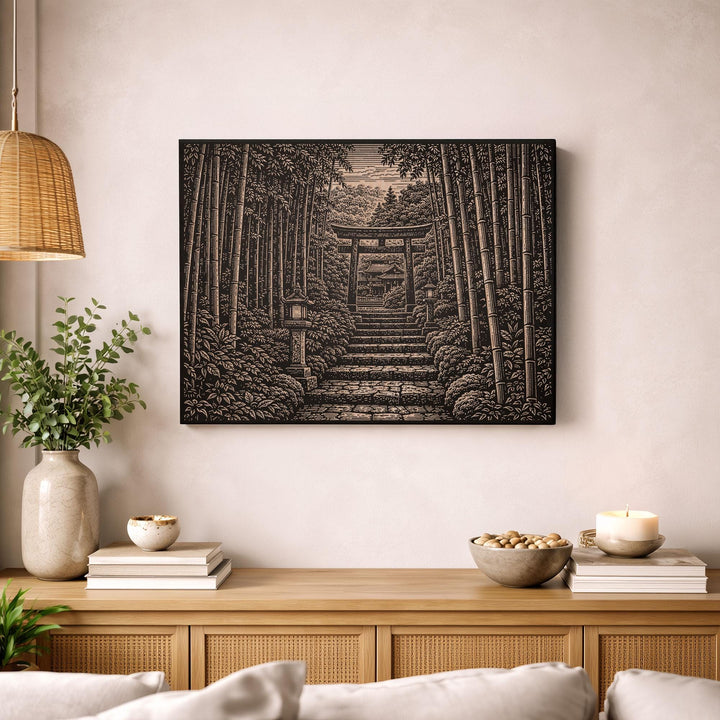 Torii Gate Path Engraved Birch Art Panel