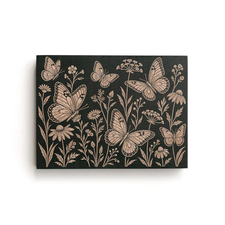 Butterfly Meadow Engraved Birch Art Panel