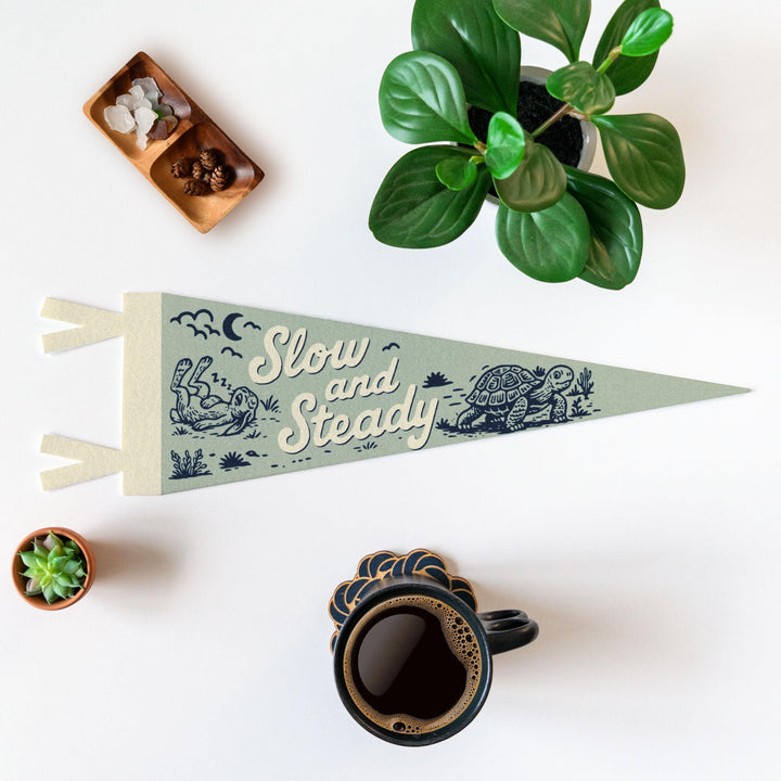 Slow and Steady Felt Pennant
