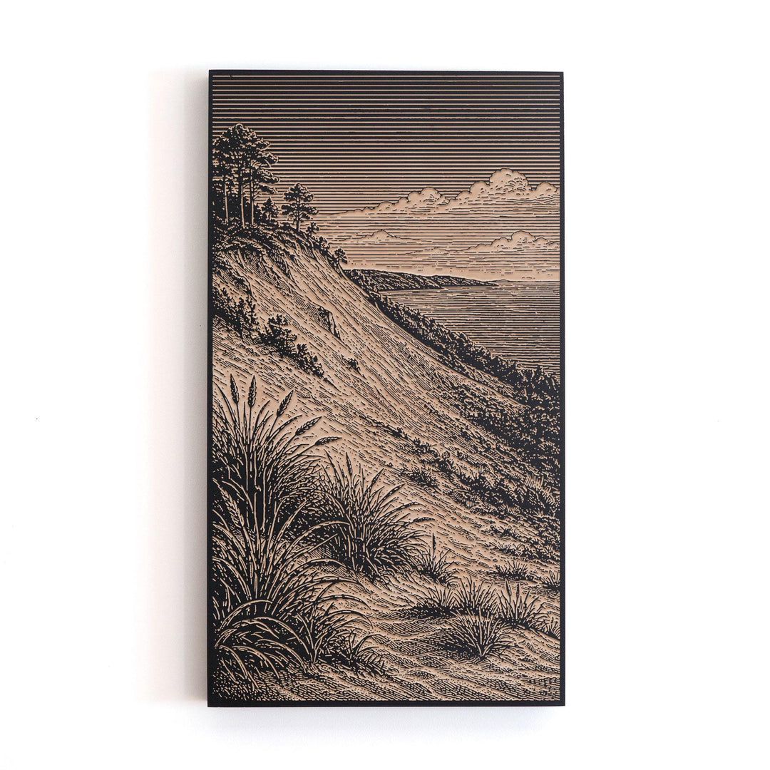 Sleeping Bear Dune Bluff Engraved Birch Art Panel