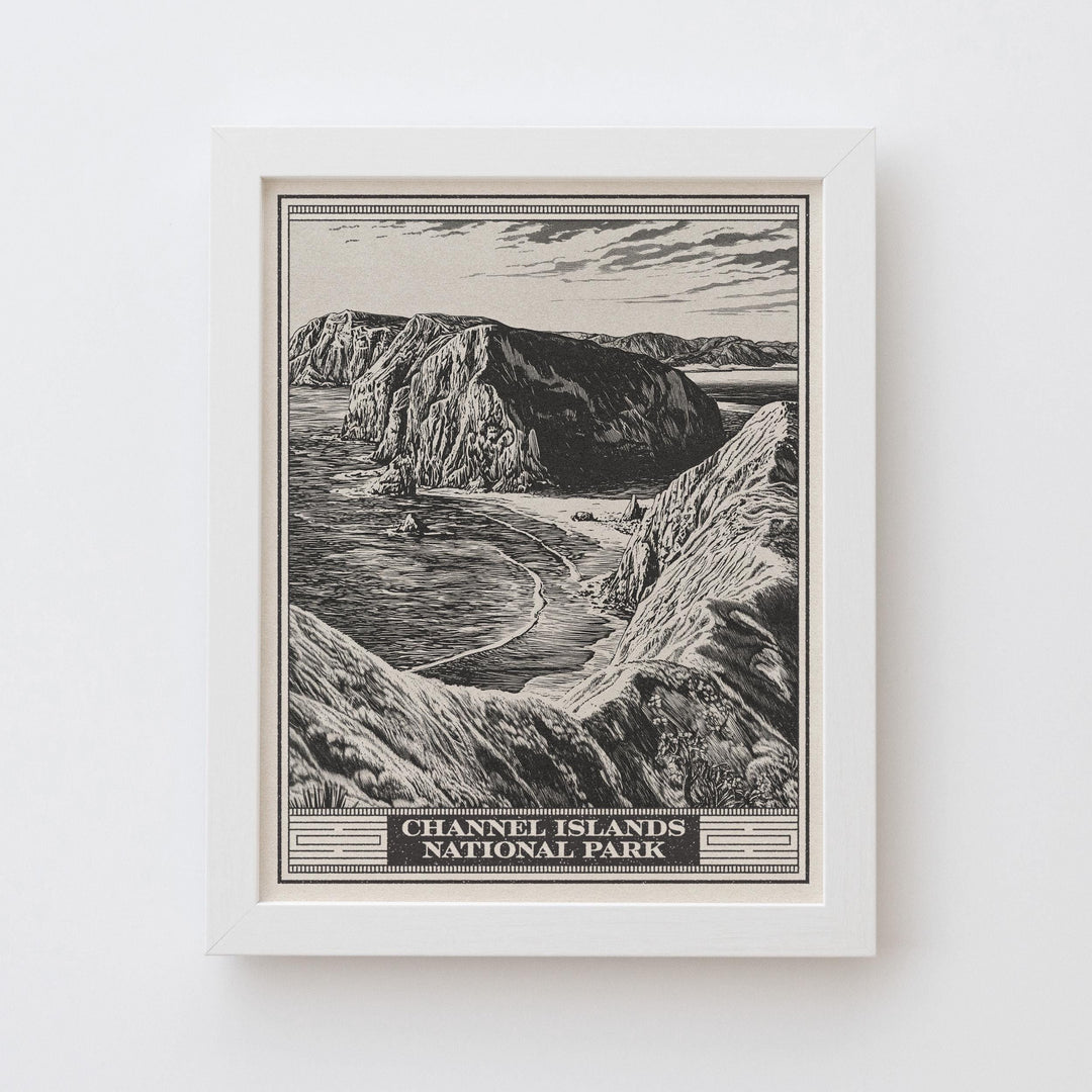 Channel Islands National Park Lithograph Style Print - Vintage California archival matte fine art print. Santa Cruz Santa Rosa Island Gift