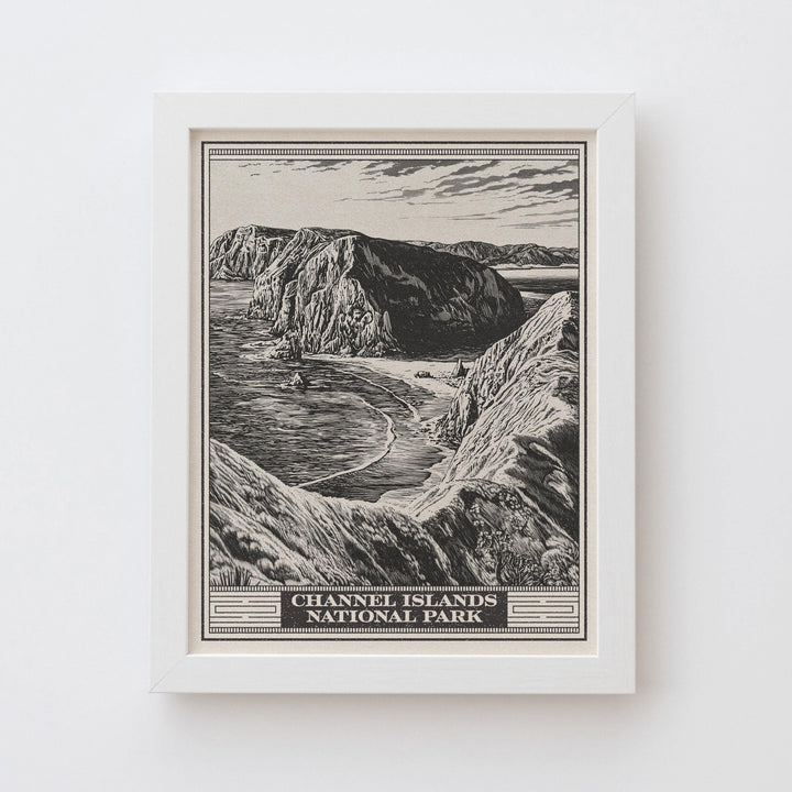 Channel Islands National Park Lithograph Style Print - Vintage California archival matte fine art print. Santa Cruz Santa Rosa Island Gift