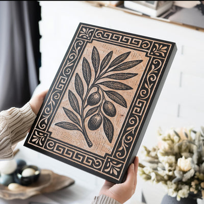 Olive Branch Engraved Birch Illustration