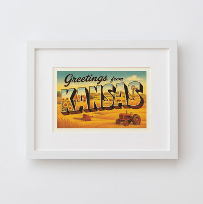 Kansas Postcard Art Print
