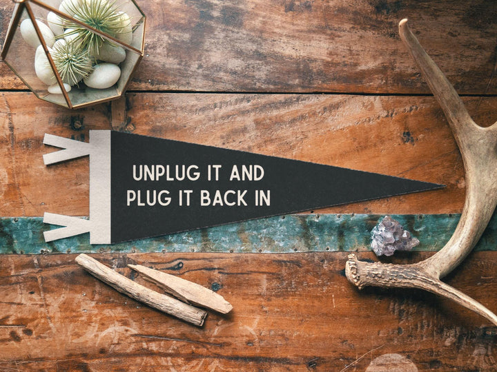 Unplug It And Plug It Back In Felt Pennant