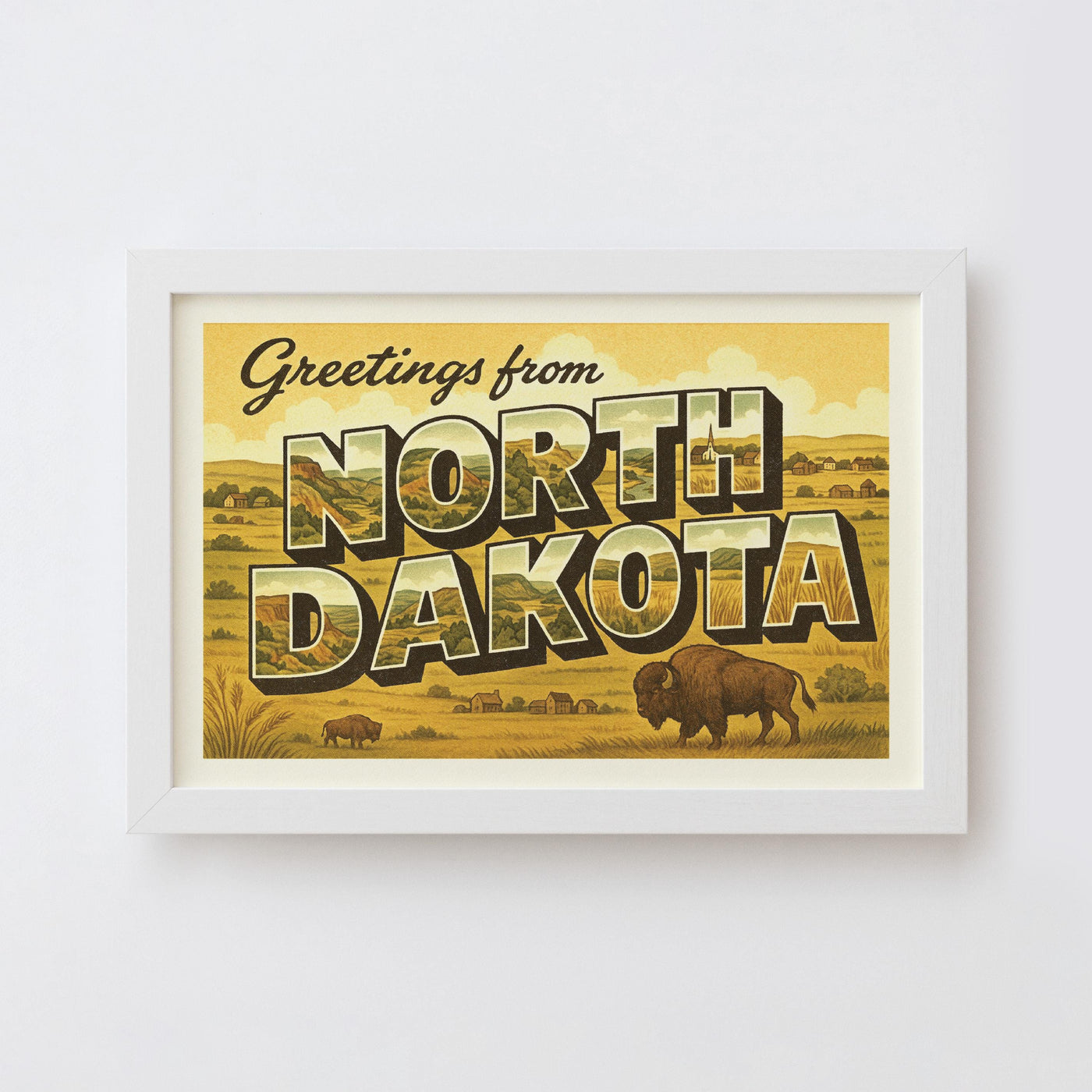 North Dakota Postcard Art Print