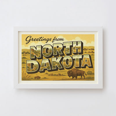 North Dakota Postcard Art Print