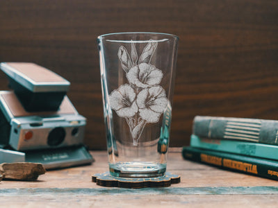 Gladiolus Glasses | August Birth Flower Gift, Flower Themed Personalized Whiskey, Wine & Beer Glassware, Floral Drinkware, Gardener Decor