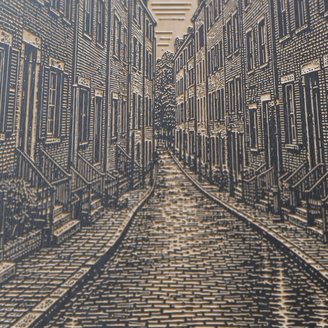 Boston Beacon Hill Engraved Birch Art Panel