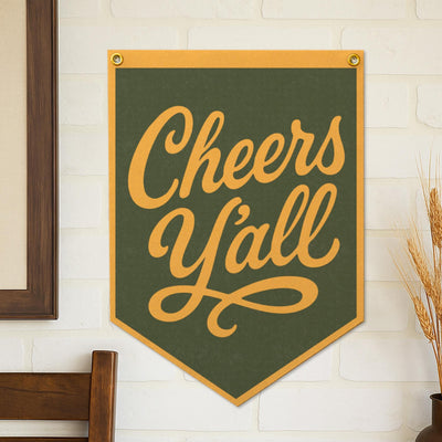 Cheers Y'all Felt Camp Flag