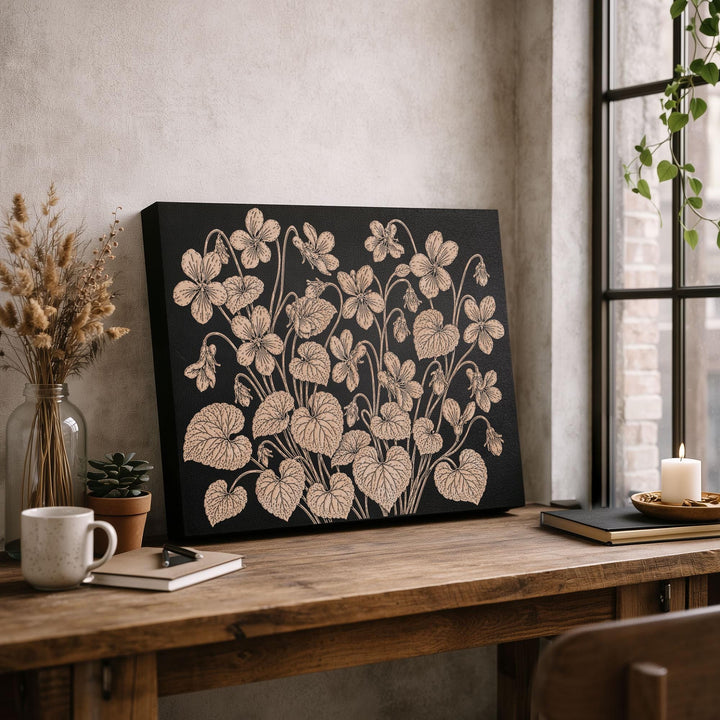 Violets Engraved Birch Art Panel