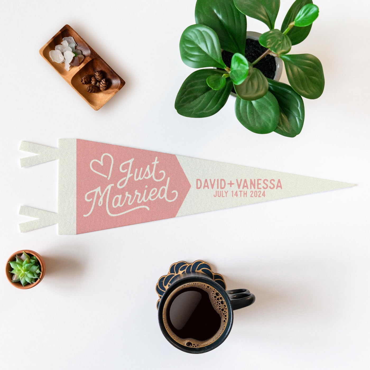 Custom Just Married Wedding Sign Felt Pennant