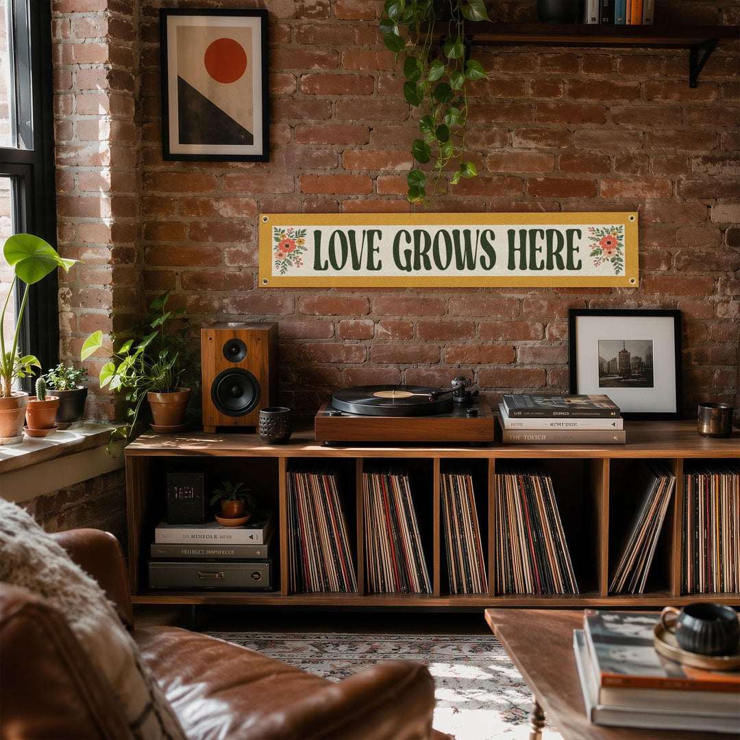 Love Grows Here Felt Banner