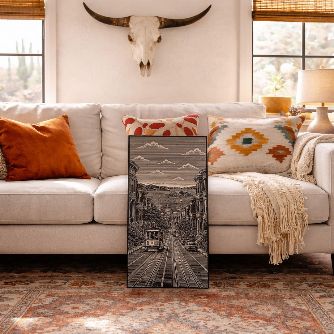 San Francisco Cable Car Engraved Birch Art Panel