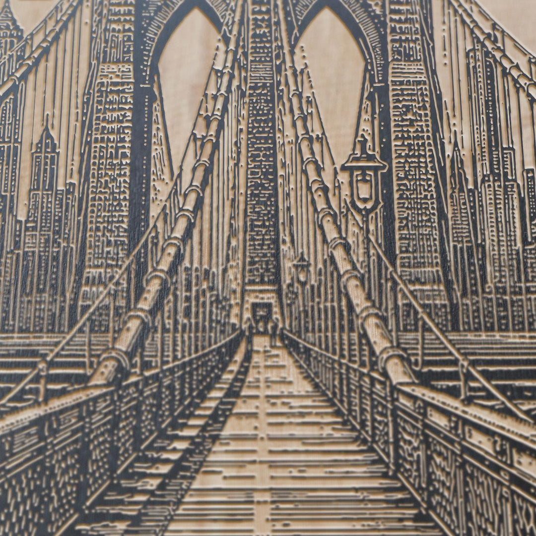 Brooklyn Bridge Walkway Engraved Birch Art Panel