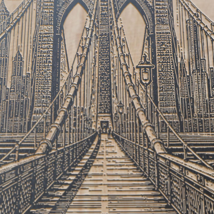 Brooklyn Bridge Walkway Engraved Birch Art Panel