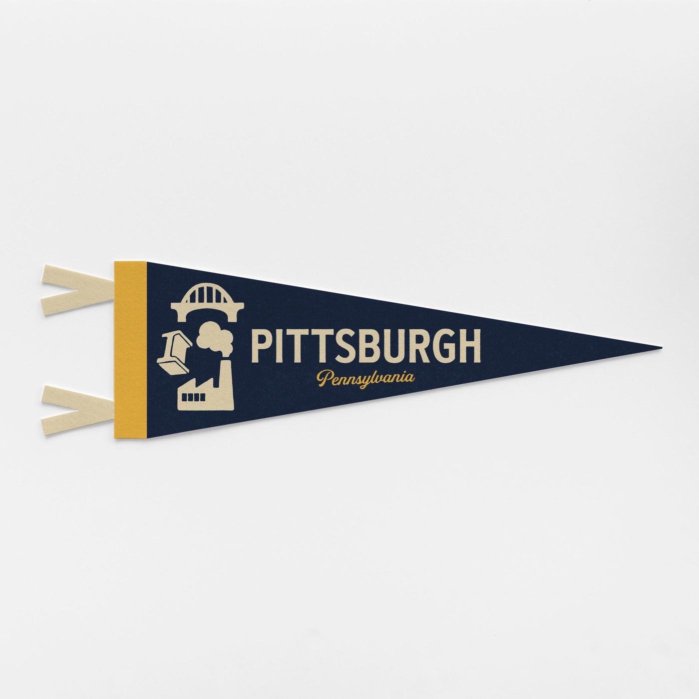 Pittsburgh Felt Pennant – Vintage City Banner With Bridge Design & Steel City Wall Art