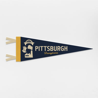 Pittsburgh Felt Pennant – Vintage City Banner With Bridge Design & Steel City Wall Art