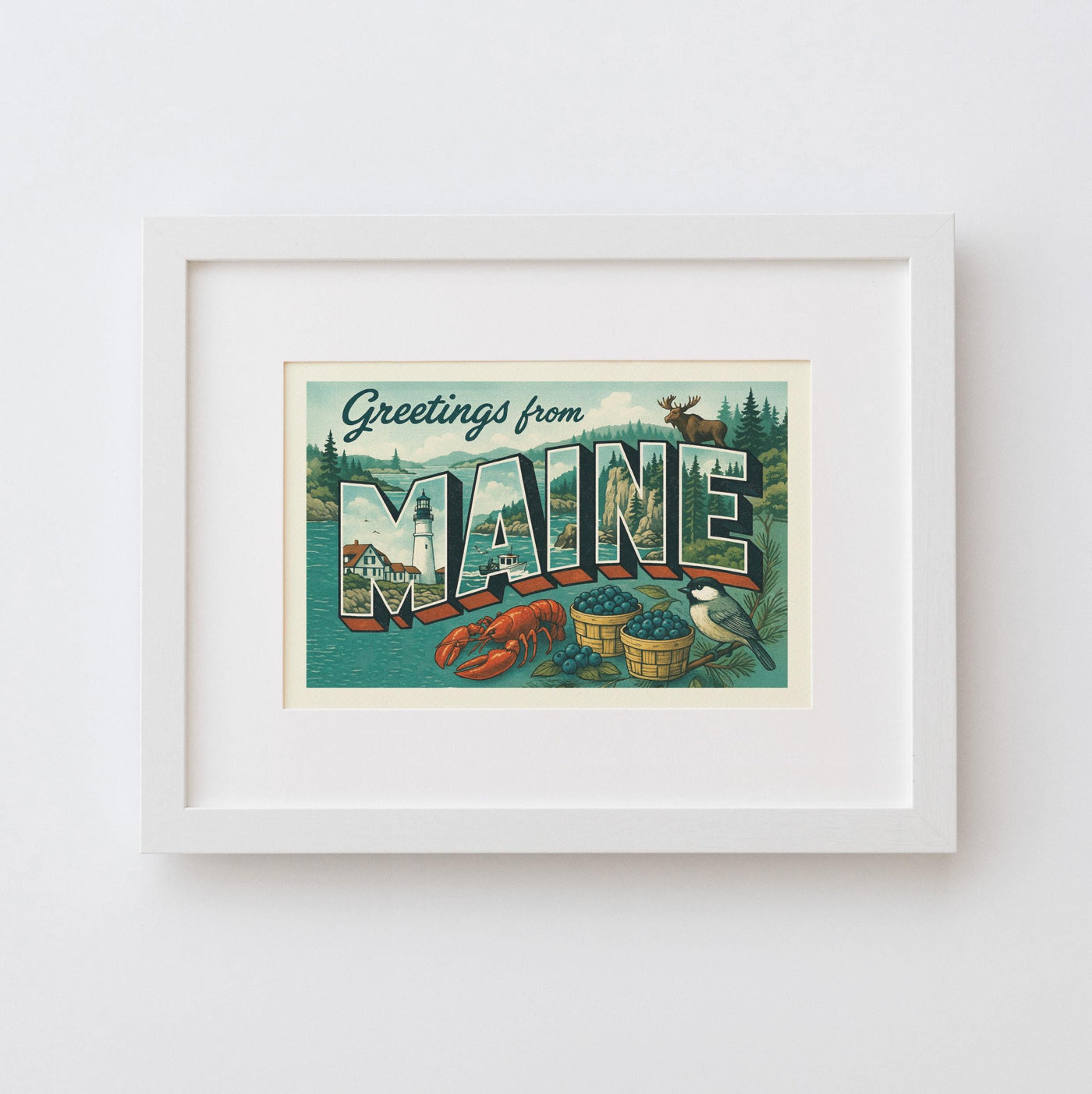 Maine Postcard Art Print