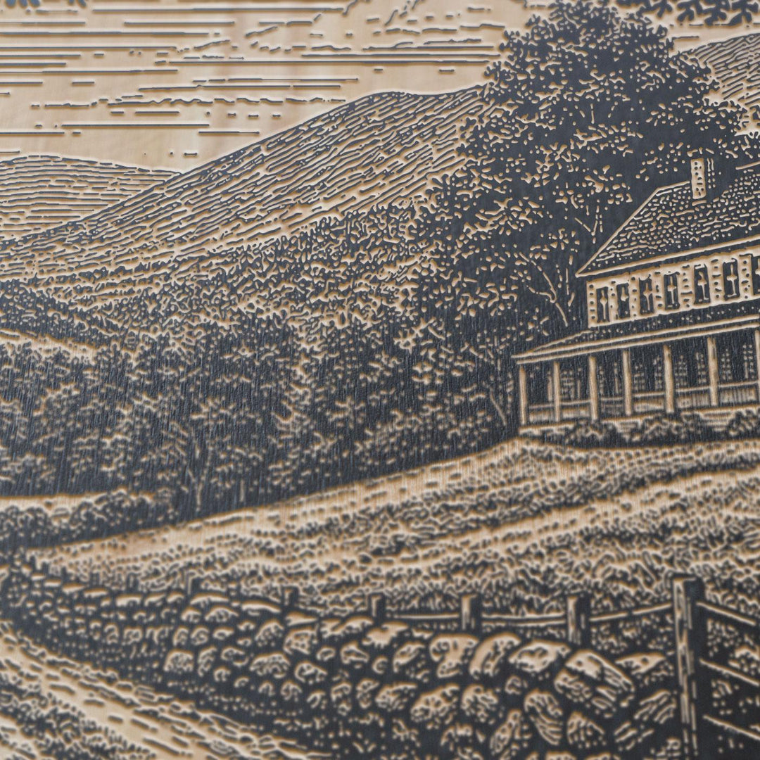 Berkshires Farmhouse Engraved Birch Art Panel