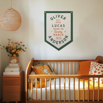Custom Birth Stat Heritage Felt Banner