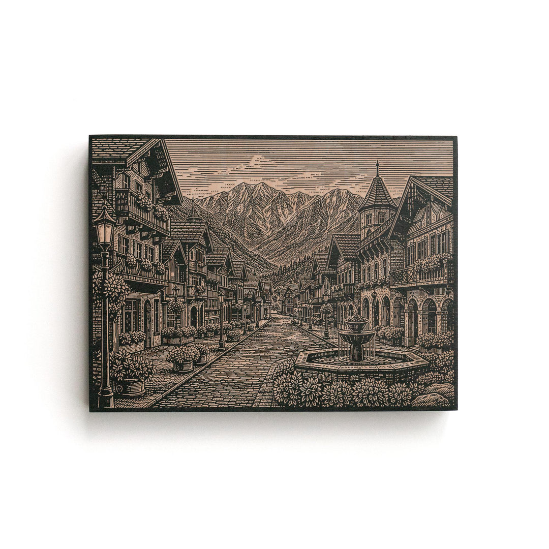 Leavenworth Alpine Village Engraved Birch Art Panel