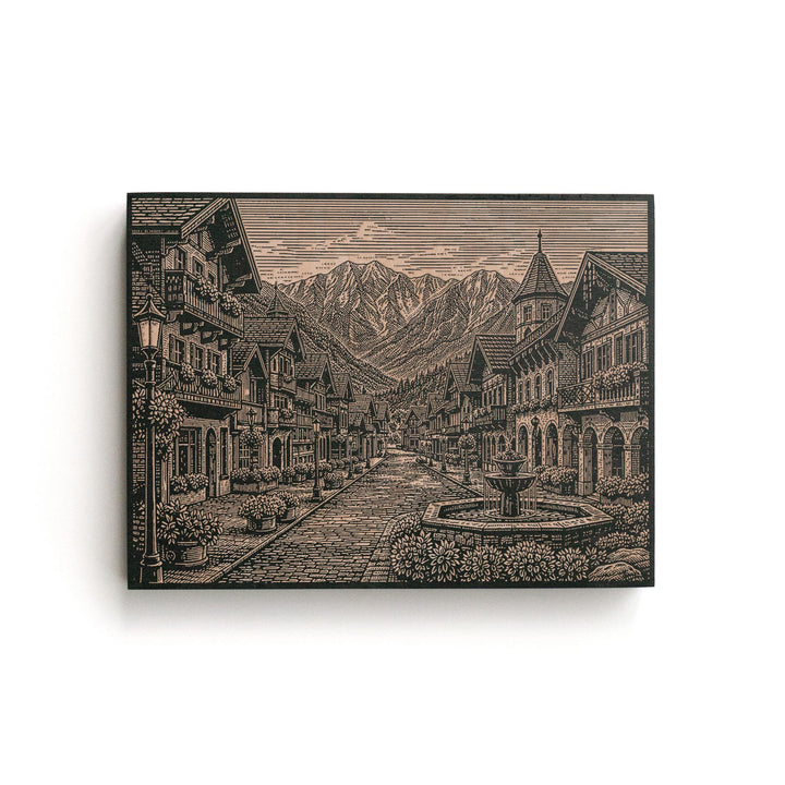 Leavenworth Alpine Village Engraved Birch Art Panel