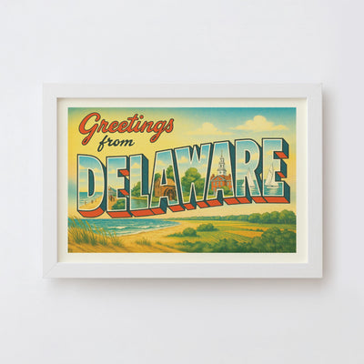 Delaware Postcard Art Print