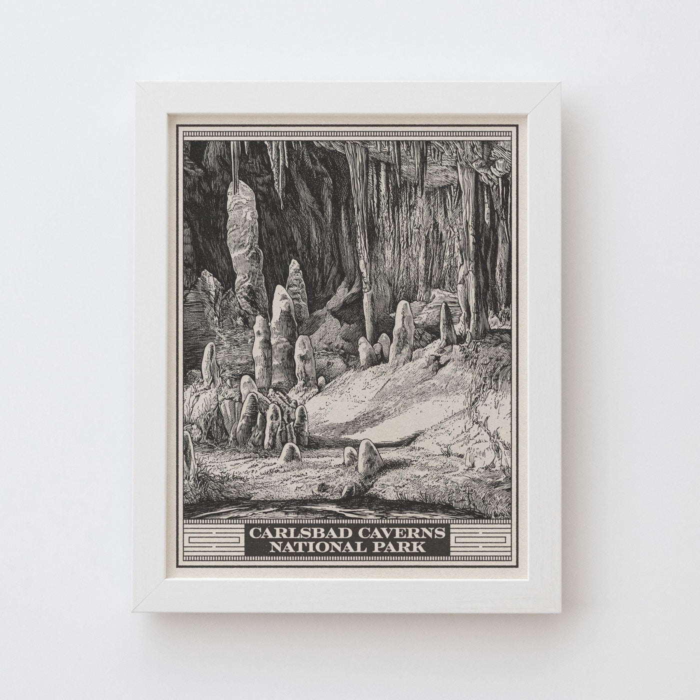 Carlsbad Caverns National Park Lithograph Style Print - Vintage New Mexico archival matte fine art print. Chihuahuan Desert Travel Gift