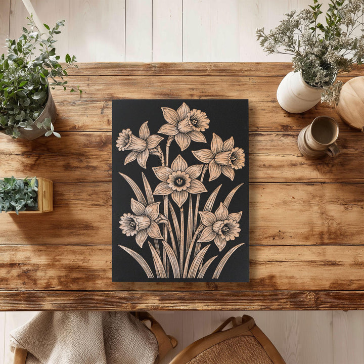 Daffodil Bunch Engraved Birch Art Panel