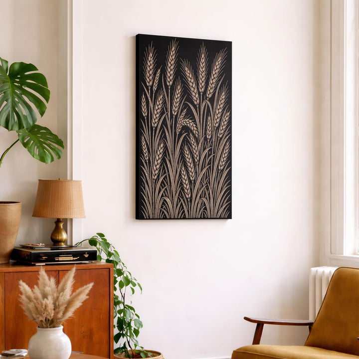 Lush Wheat Engraved Birch Art Panel