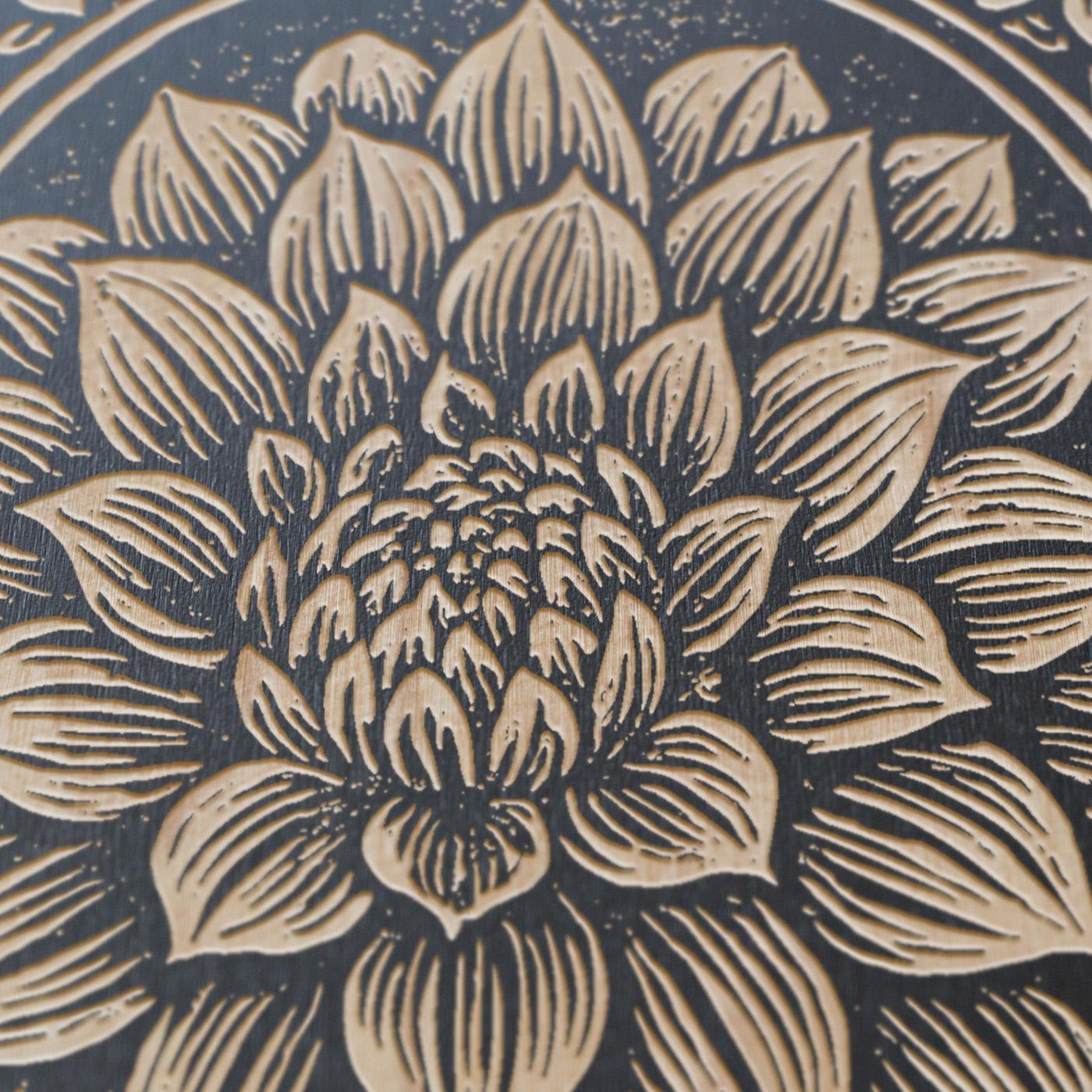 Dahlia Bloom Engraved Birch Illustration
