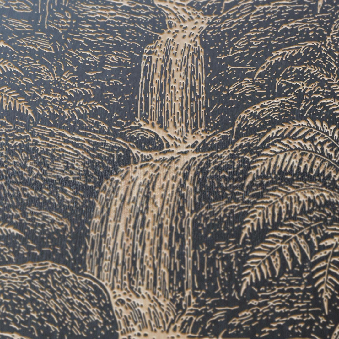 Waterfall Through Fern Grotto Engraved Birch Art Panel