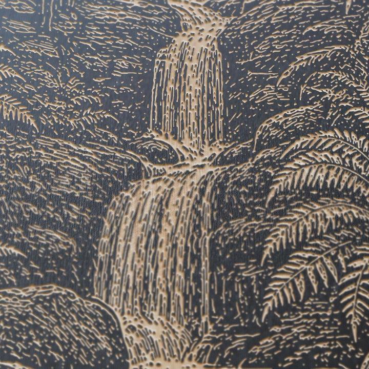Waterfall Through Fern Grotto Engraved Birch Art Panel