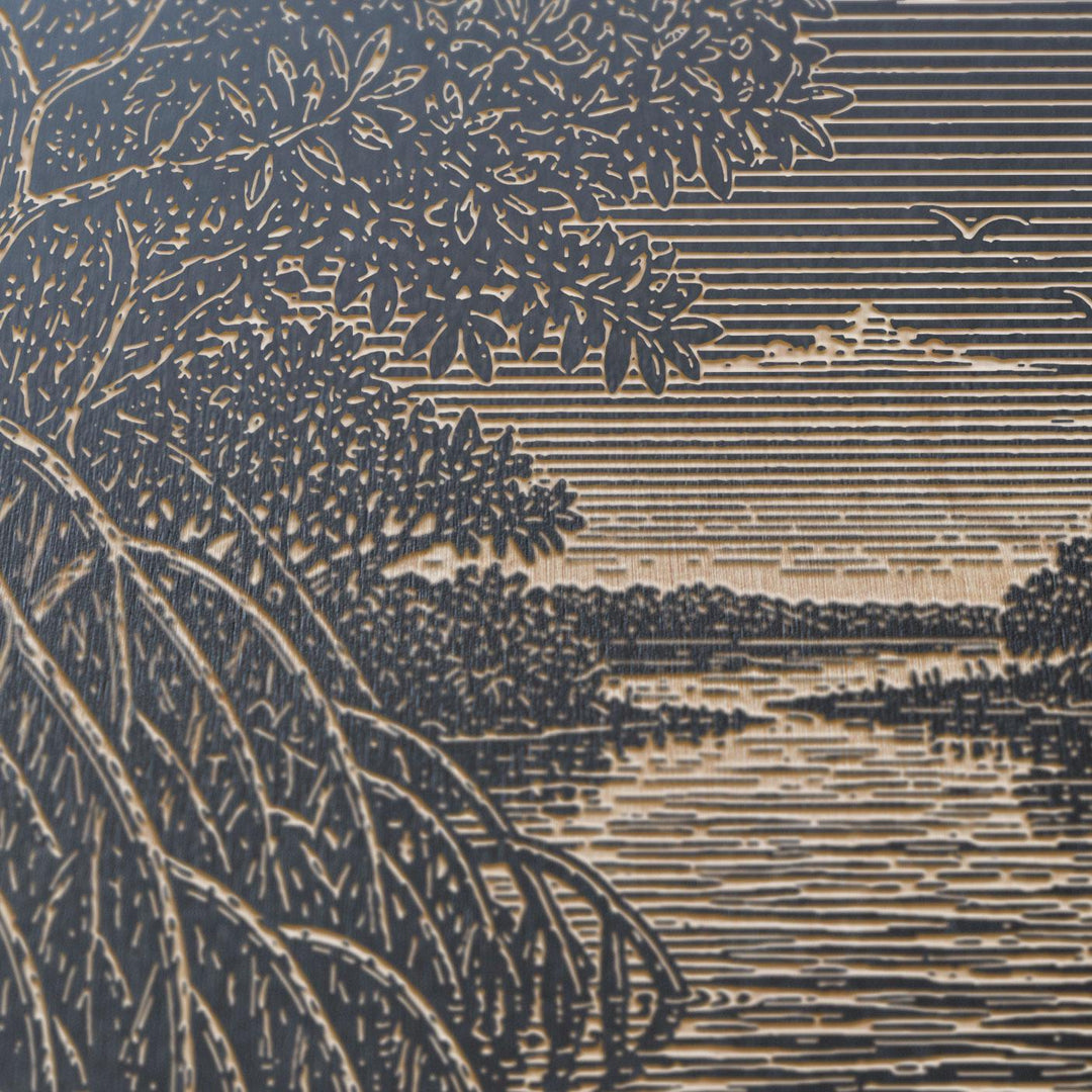 Mangrove Edge and Tidal Water Engraved Birch Art Panel