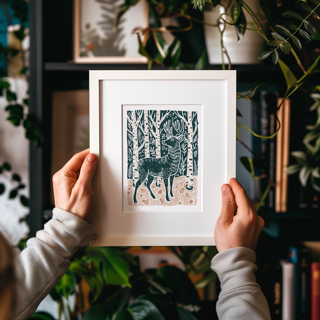 Deer Linocut Print