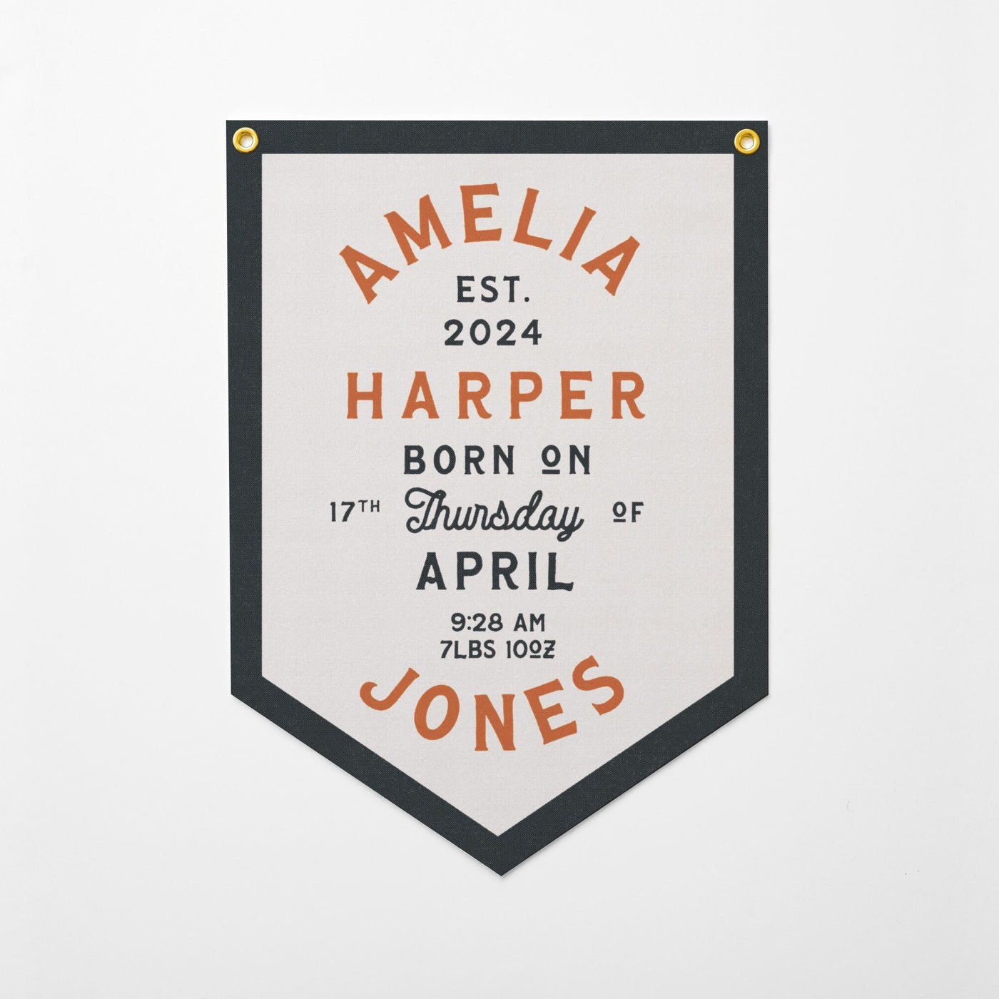 Custom Birth Stat Heritage Felt Banner