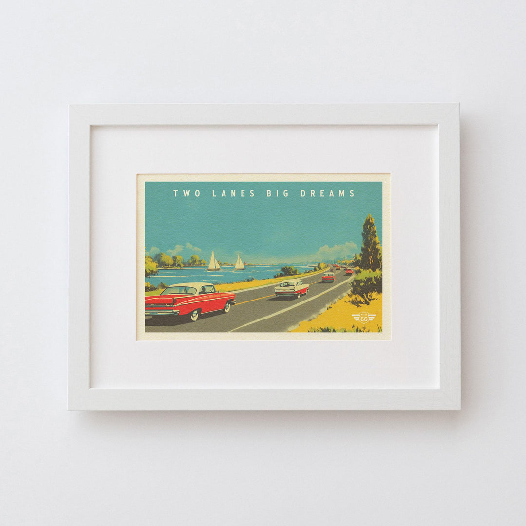 Two Lanes Big Dreams Postcard Art Print