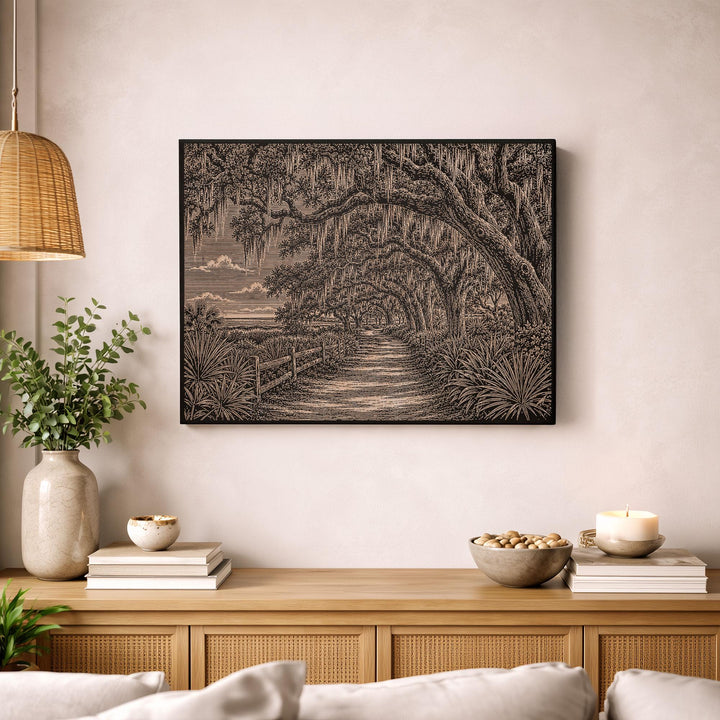 Hilton Head Live Oak Engraved Birch Art Panel