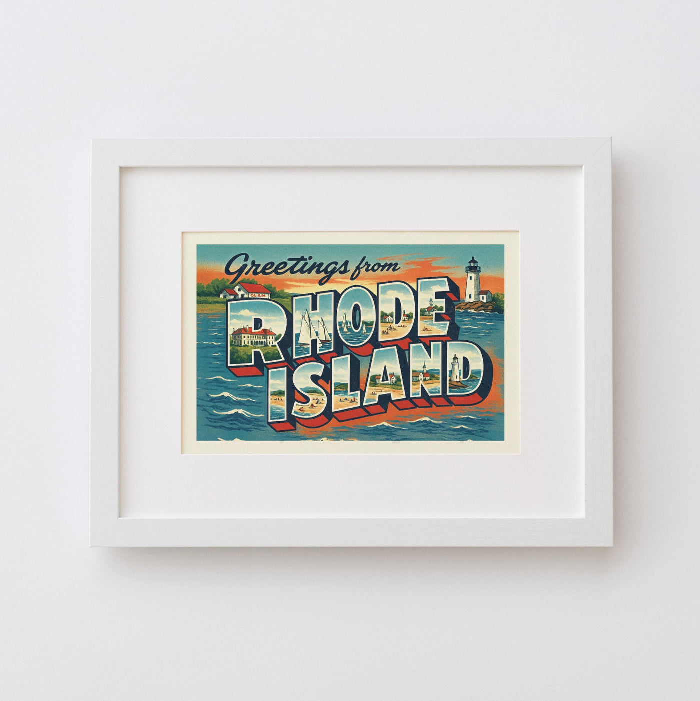 Rhode Island Postcard Art Print