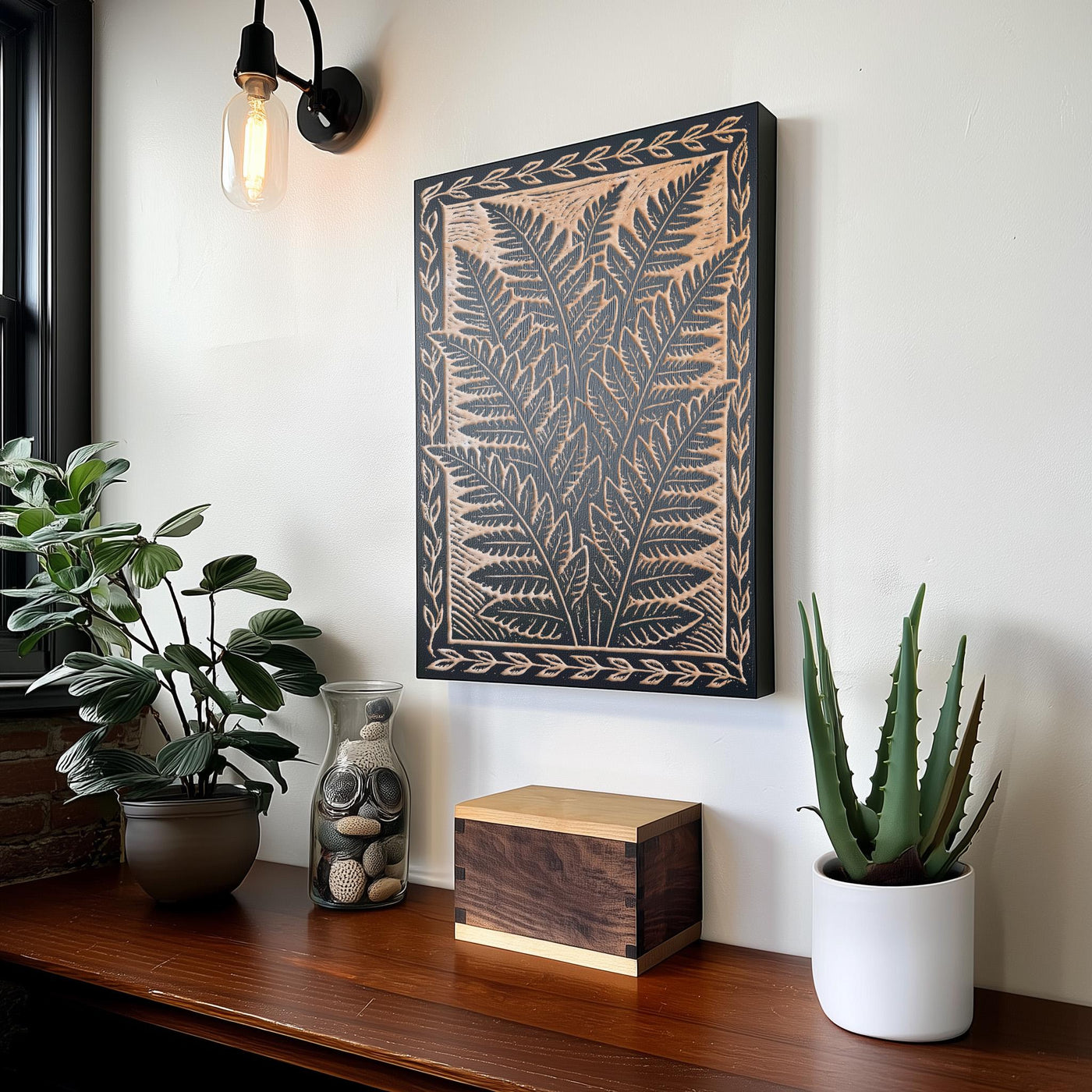 Fern Engraved Birch Illustration