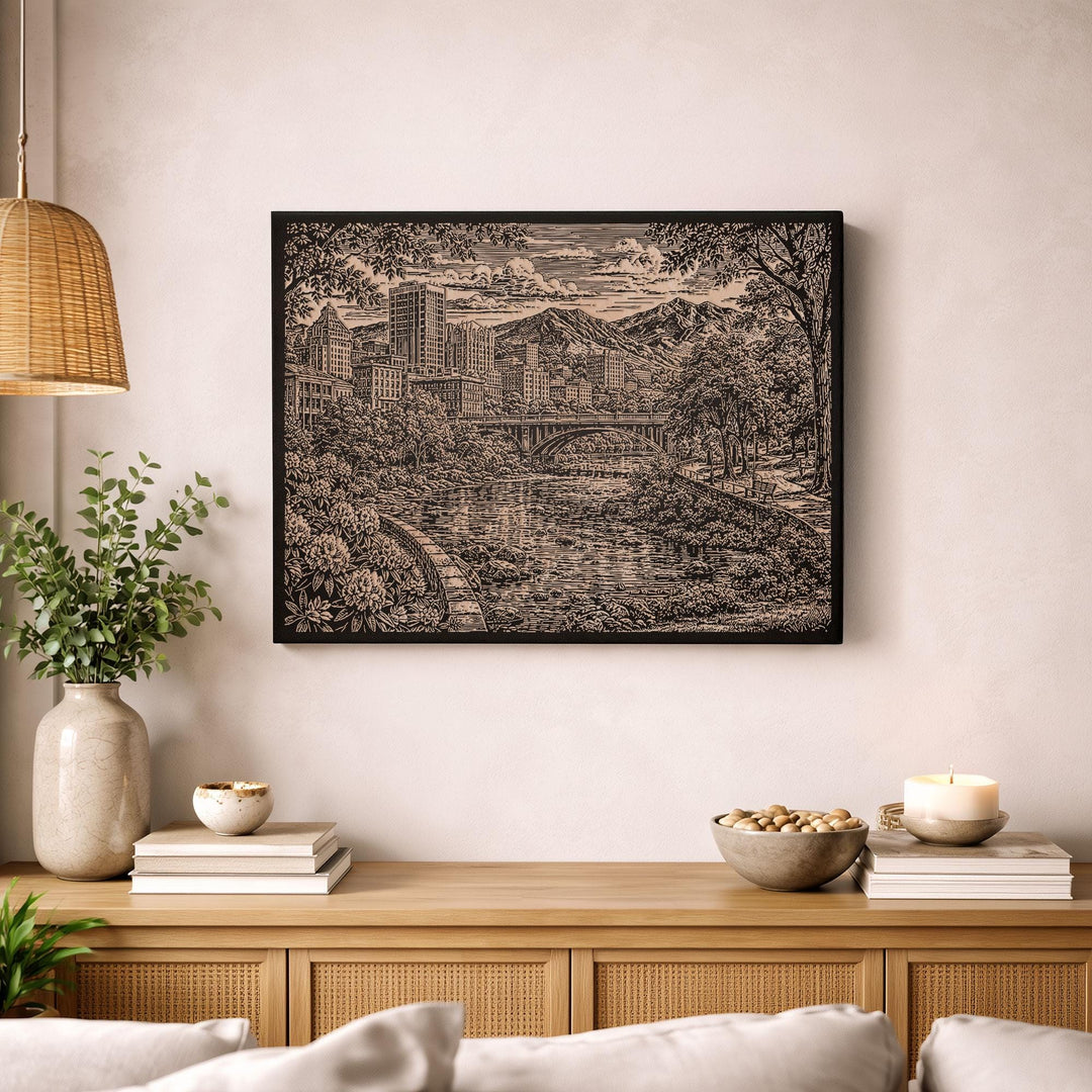 Asheville North Carolina Engraved Birch Art Panel