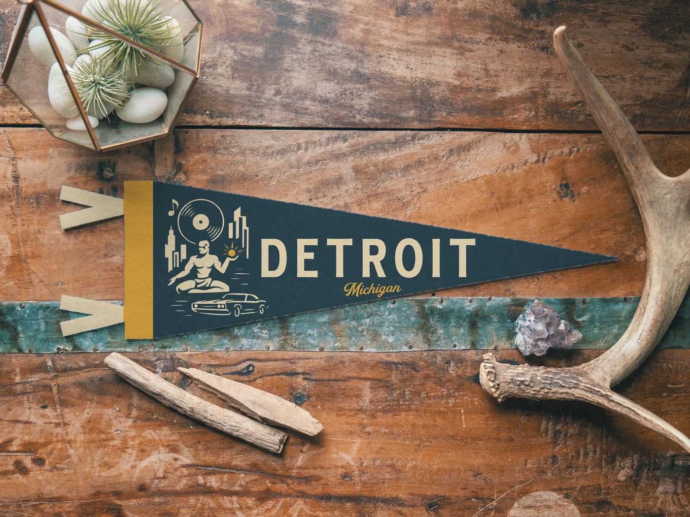 Detroit Michigan Felt Pennant